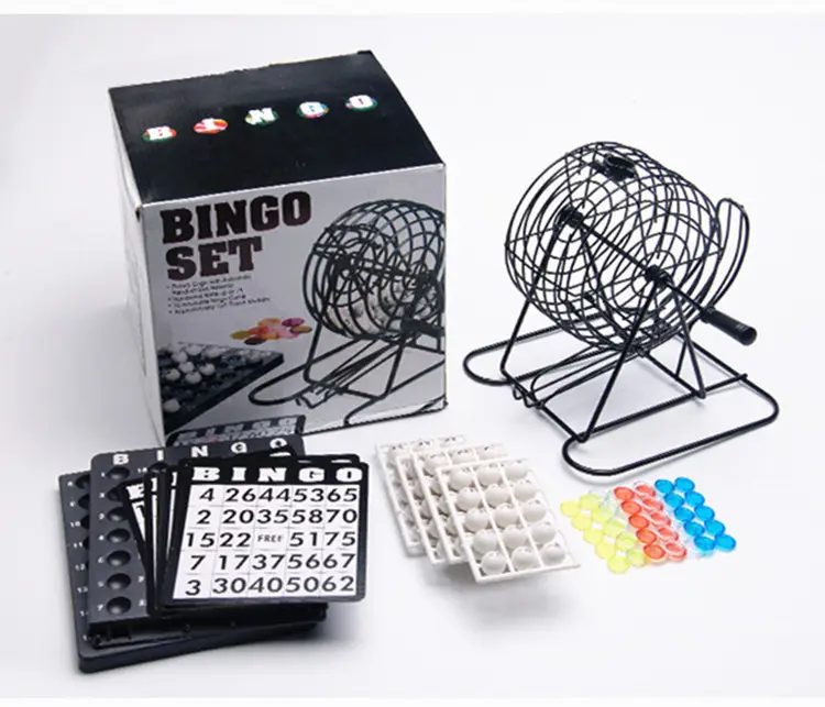Conjunto Inclui uma Gaiola do Bingo Bingo Placa Mestre Cartões Mistos 75 Chamando Bolas Coloridas Fichas brinquedo Ideal para e crianças meninos meninas