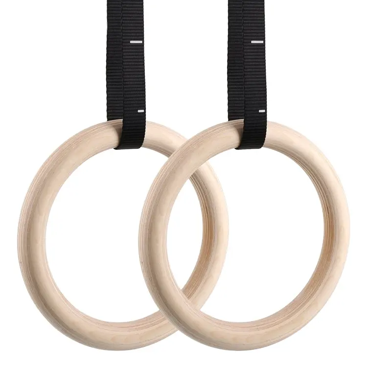 Chooyone Logo personalizzato in legno Fitness Gym anelli da polso esercizio ginnastica anelli con cinturini