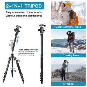 Đa chức năng nhiệm vụ nặng nề nhôm DSLR máy ảnh <span class=keywords><strong>Tripod</strong></span> đứng có thể điều chỉnh chiều cao có thể thu vào Monopod - Product Image 3
