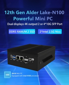 2*82599ES 10G SFP Ports Industrial Pc Mini Case N100 Quad Core Rugged <strong>X86</strong> 2.5G Ethernet X710-DA4*4 SFP Option <strong>Embedded</strong> <strong>Computer</strong> - Product Image 3