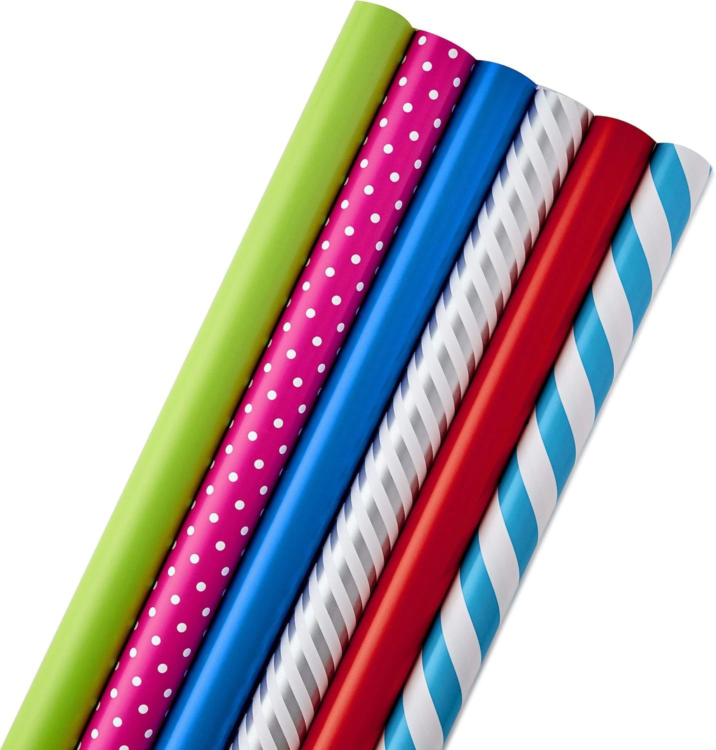 Papier d'emballage rayé à pois de couleur unie