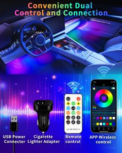 ไฟติดเท้าภายในรถยนต์ LED นีออน48 72ดวงพร้อมรีโมทไร้สาย USB ควบคุมแอปเพลงแบบ RGB ไฟสร้างบรรยากาศอัตโนมัติ - Product Image 4