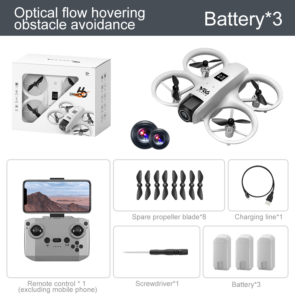 Drone blanc avec 3 batteries