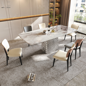 Kim cương Tulip Dinning bảng đá cẩm thạch màu đen đầy đủ kim loại khung eettafels đồ nội thất bằng đá cẩm thạch bảng Top hiện đại phòng ăn bảng để bán - Product Image 2