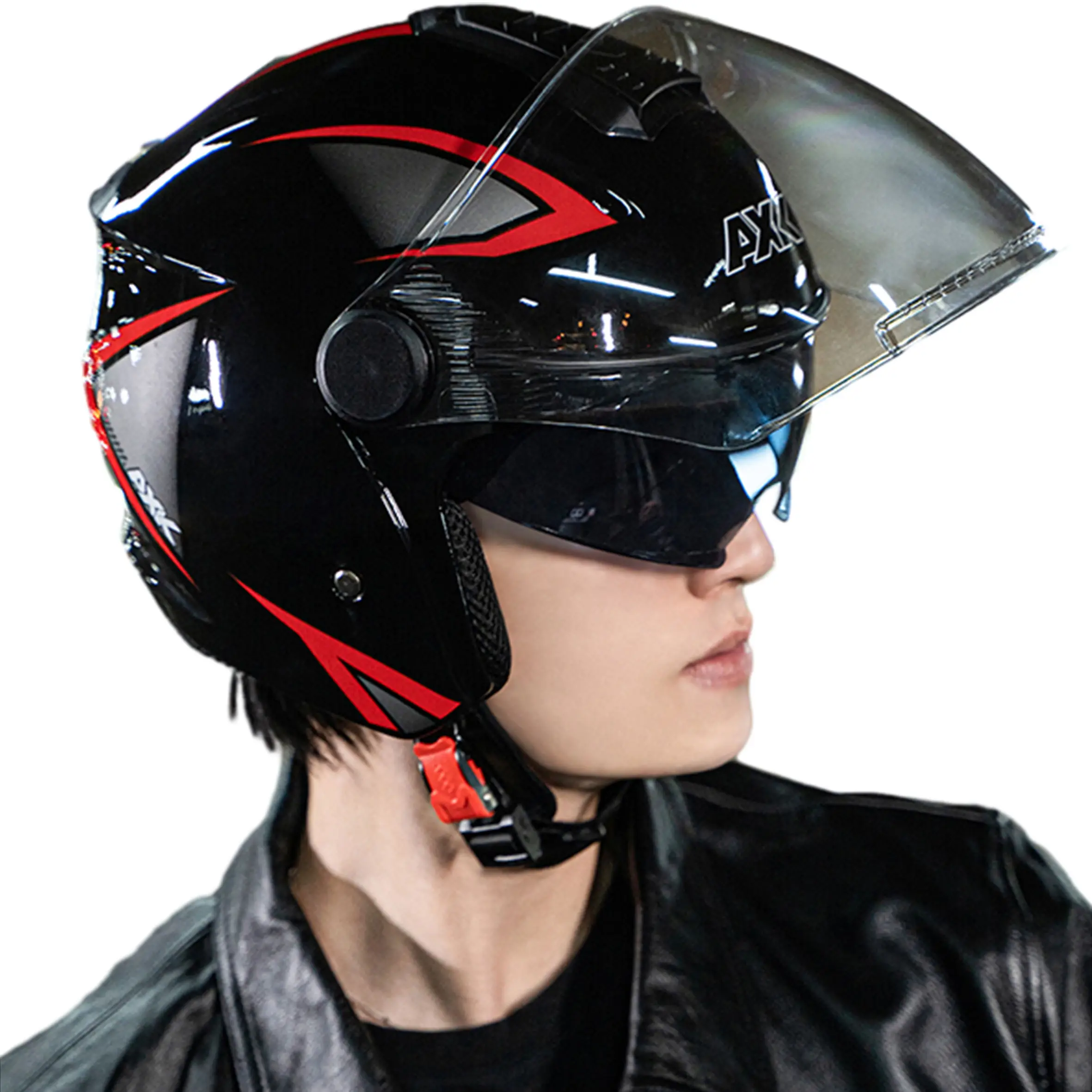 Tock-casco de bicicleta para hombre, protector de cabeza con lente de desbloqueo