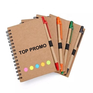 2025 nuevo juego de bloc de notas con forro de espiral de Bolsillo de papel Kraft personalizado con bolígrafo en soporte fabricante de páginas de notas adhesivas de colores - Product Image 1