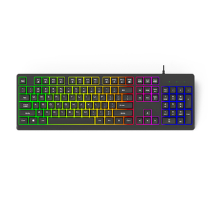 Teclado de membrana de oficina negro Anti-Ghosting de 104 teclas, teclado con cable de tamaño completo personalizado con retroiluminación de iluminación de 5 colores - Product Image 1