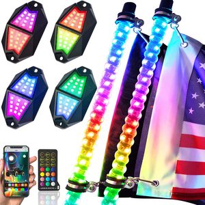 NEWWIND Aluminum Whip Light APP Control Chasing Strobe Stack <strong>LED</strong> Whip With 4/<strong>6</strong>/8Pod Rock Light <strong>Kit</strong> for UTV ATV Polaris Off Road - Product Image 2