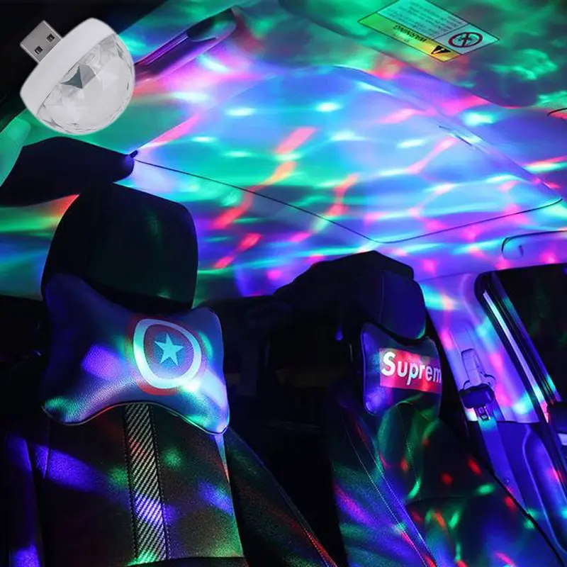 Casa Fase Del Partito Del DJ RGB Strobo Sfera Magica per auto USB Mini Discoteca Luce atmosfera Auto luce