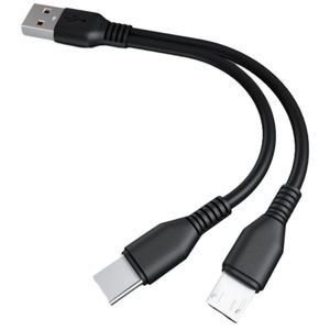 2-in-1 USB ชายไปยัง Type-C Micro USB Splitter 5เมตรสายชาร์จไฟสำหรับสองอุปกรณ์สำหรับโทรศัพท์มือถือลำโพงหูฟัง MP3 MP4ฯลฯ - Product Image 4