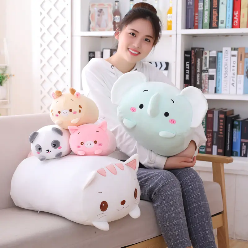 Lindo Animal de Peluche Oso Cilíndrico Kawaii Cuerpo Almohada Suave Dibujos Animados Abrazar Juguete Regalos de Navidad