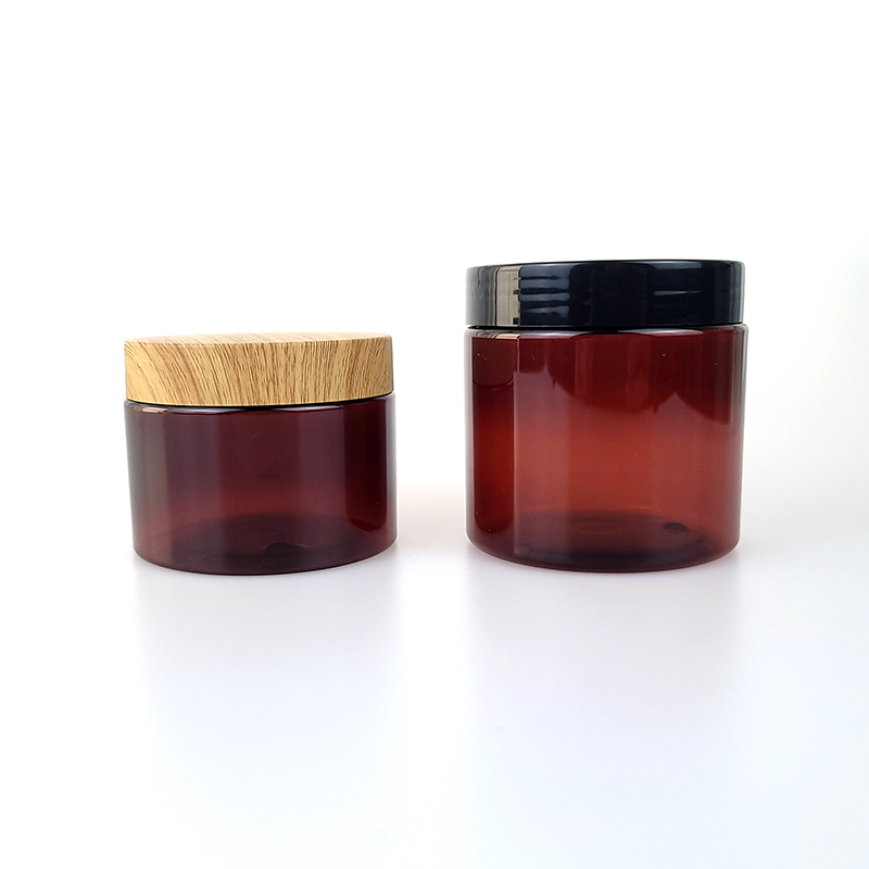 Pot ambre avec couvercle en bambou