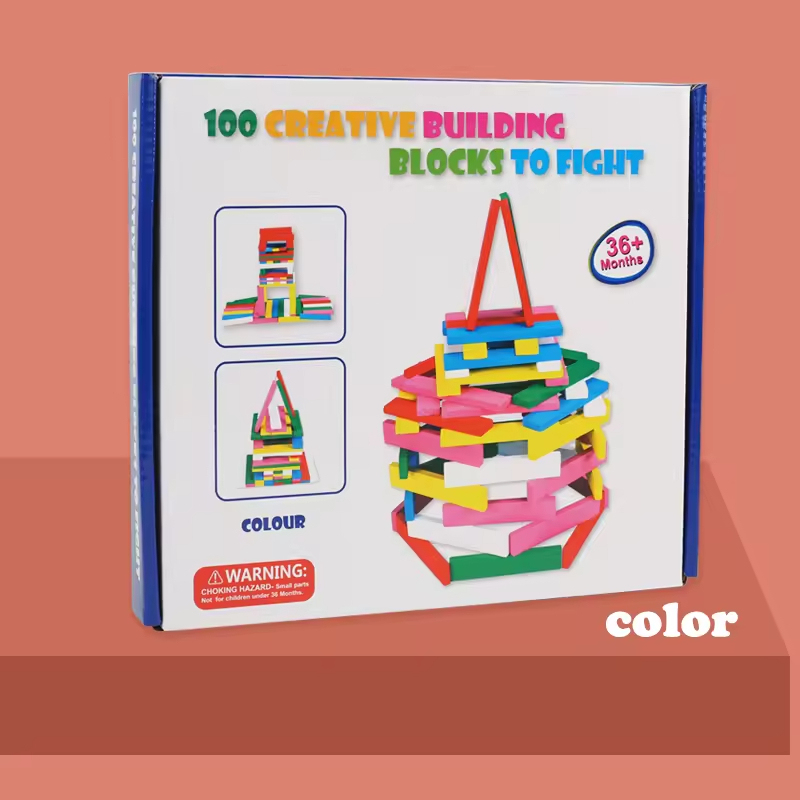100 colored building blocks