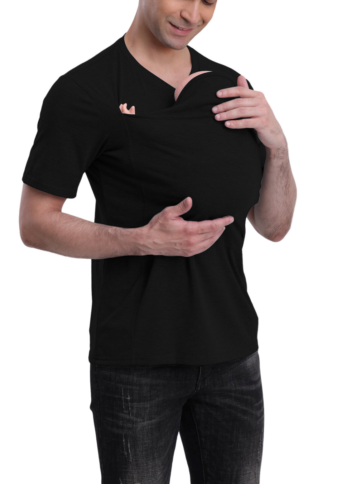 16-Camiseta de manga corta con capucha para hombre