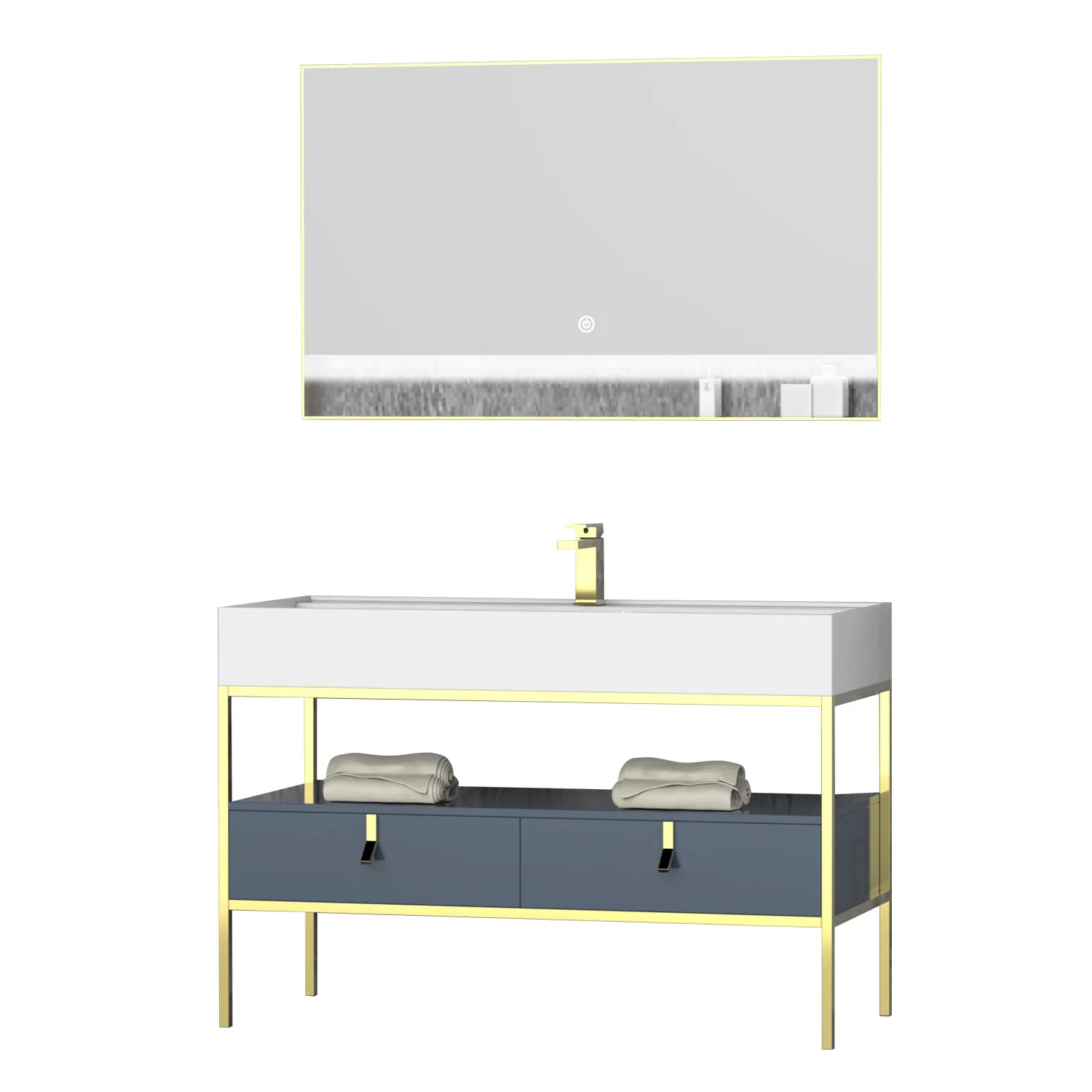 Personalizzazione lavabo tavolo Vanity mobile da bagno da pavimento con specchio a LED