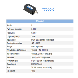 ALTA PRECISIÓN con precisión: SENSOR DE INCLINACIÓN DE EJE DUAL DE SALIDA ANALÓGICA DE CORRIENTE DE 0.008 grados - Product Image 3