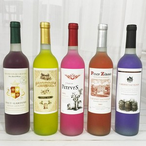 Wholesale 750ml Clear Frosted Glass <strong>Wine</strong> <strong>Bottle</strong> for Homemade <strong>Wine</strong> With Wooden Cork Black Stopper - Product Image 2