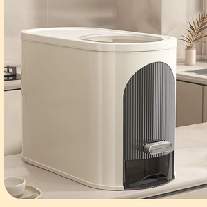 Dispensador de arroz de 6,5 kg de diseño moderno, contenedor de almacenamiento, caja de alimentos de plástico tipo prensa para cereales, forma rectangular, capacidad de carga de 10kg - Product Image 1