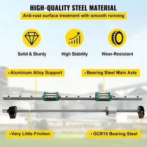 VEVOR HGR20 2 uds rieles de guía lineal 600-2000MM 4 bloques deslizantes RM1605 husillo de bolas con tuerca de bola BF12/BK para enrutadores DIY - Product Image 3