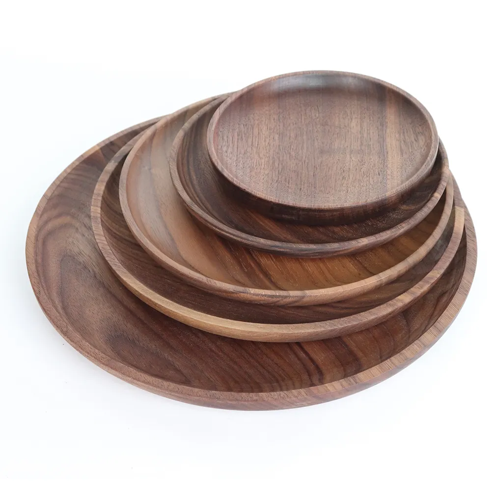 Wholesale Custom Wooden Dessert Kitchen Food Pastry Tray For Party Walnut Wood Plate