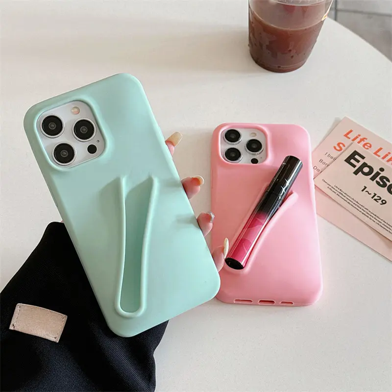 2024 new designer soft silicone phone case with lip gloss holder for iphone 15 14 13 12 pro max