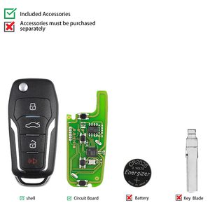 Xhorse กุญแจรีโมทแบบมีสาย XKFO01EN สำหรับ Ford Condor Flip 4ปุ่มปุ่มปุ่ม unasable Key King King เวอร์ชั่นภาษาอังกฤษสำหรับเครื่องมือคีย์ VVDI2/VVDI MINI - Product Image 2