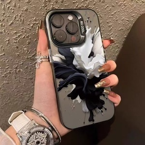เคสลาย IMD หมึกสีดำและสีขาวสำหรับ iPhone 16 15 14เคสสำหรับ iPhone 11 12 13 PRO MAX กรอบกันกระแทก - Product Image 1