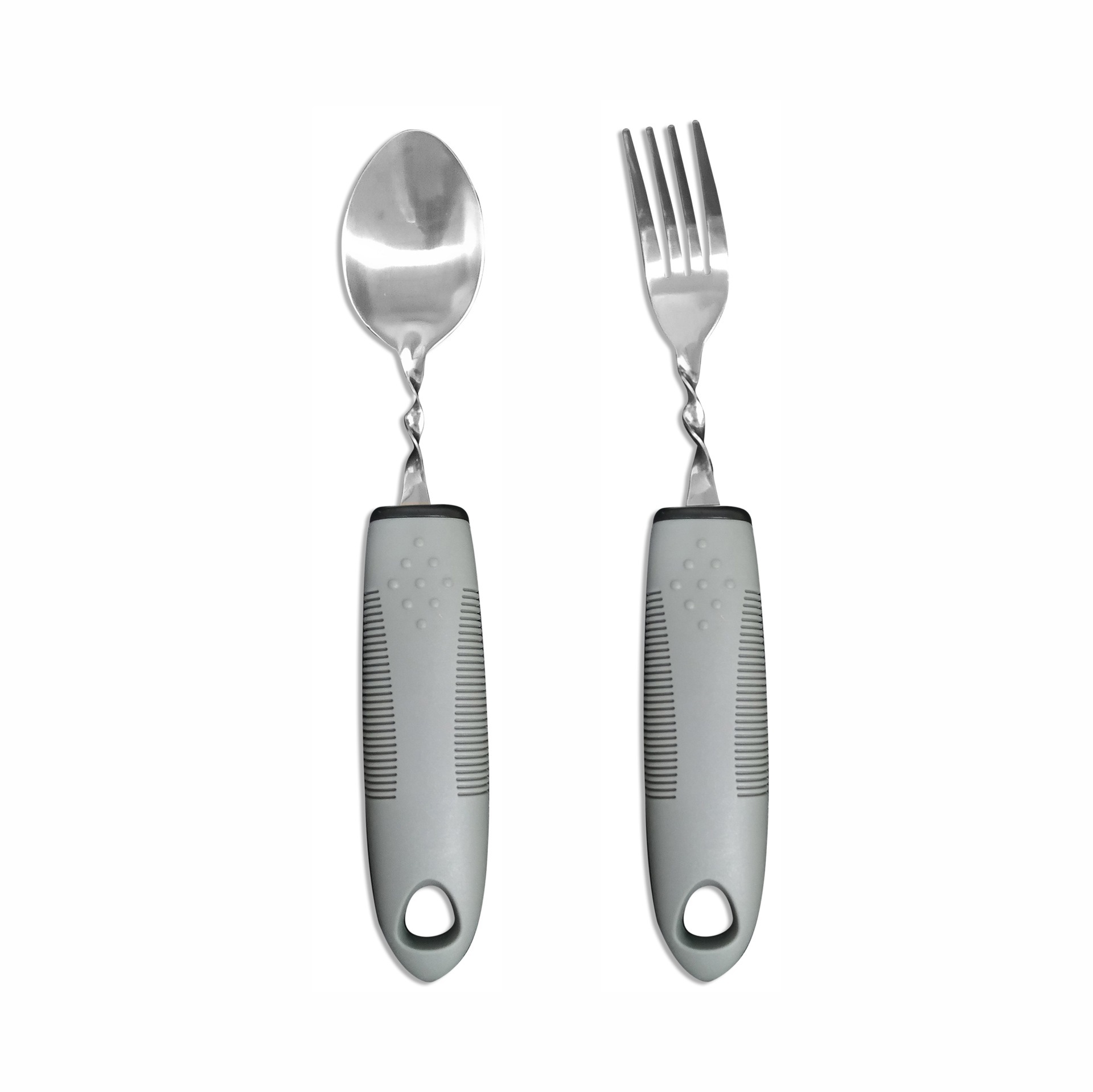 Fourchette à couvercle gris à petite poignée, grande cuillère, ensemble de 2 pièces