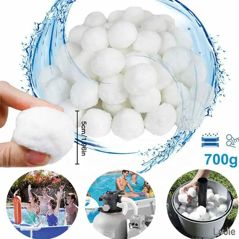 Boule de fibres filtrantes pour traitement de l'eau, 5mm, 700G, en polyfiber de coton blanc, haute efficacité, 25Kg, pour piscine