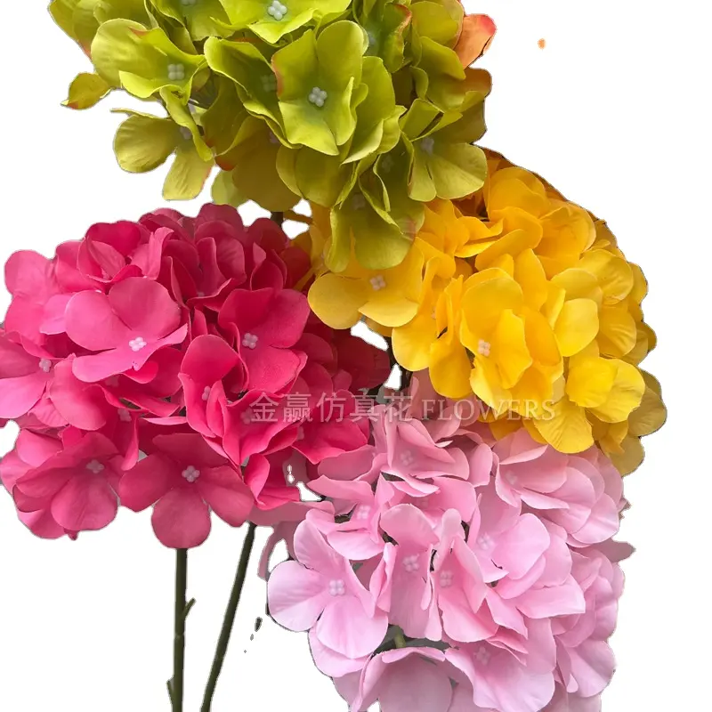 Reamy-planificador floral de flores artificiales, centro de mesa de hortensia blanca