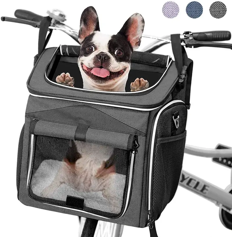 Foldable Expandable Soft-Side Pet Dog Carrier Travel Bike Basket Safe Backpack Bicycle Pet Carrier