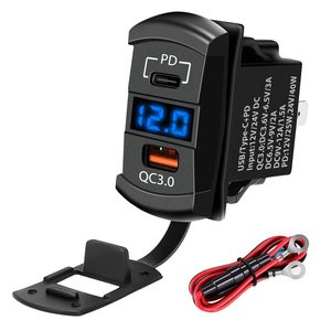 QC 3.0 USB & tipi C Rocker anahtarı tarzı şarj mavi voltmetre tekneler için, Polaris, RZR 1000, Ranger, mobil ev, RV, casus olabilir - Product Image 3