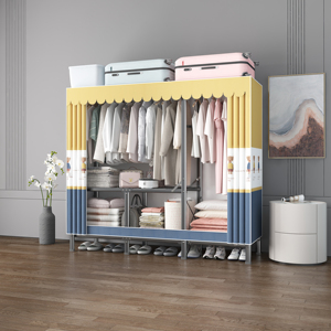 Factory Iron Wardrobe Closet Customized 2 Door Sliding Print Wardrobe Steel Wardrobe <strong>Manufancture</strong> Metal Cupboard for Clothes - Product Image 5