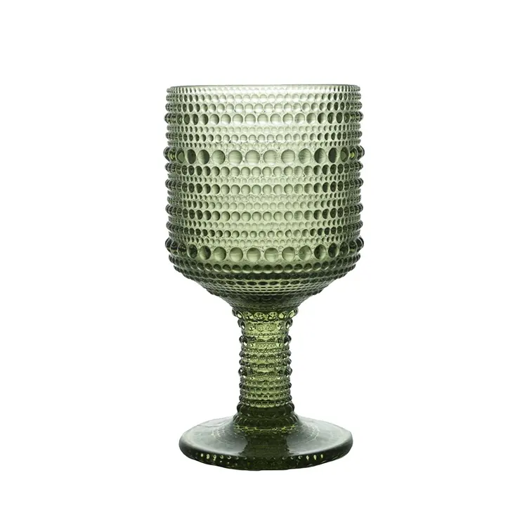 Venta al por mayor barato cristal Vintage boda color sublimación máquina prensado verde copa de vidrio para vino tinto blanco