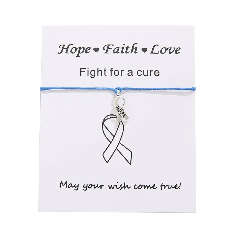 الأمل الإيمان الحب الصداقة أسورة منسوجة مكافحة علاج السرطان الشريط سحر الرغبات سوار وتخصيص الرغبات بطاقة