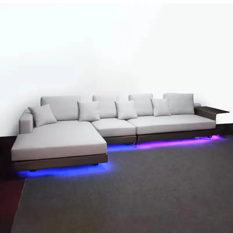 Nuovo divano luminoso a combinazione nordica divani componibili in tessuto di grandi dimensioni moderni divani componibili a forma di l