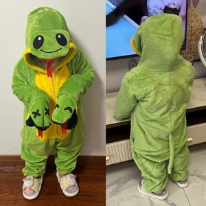 Sonbahar kış Onesie pijama sevimli yangın ejderha karikatür hayvan pazen toptan yetişkin çocuk için tek uyuyan yortusu dokuma