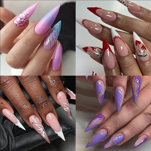 Toptan 360 adet yarım kapak temizle Stiletto Nail İpuçları sivri XL uzun hiçbir C eğrisi Stiletto Nail İpuçları Nail Art Salon için - Product Image 5