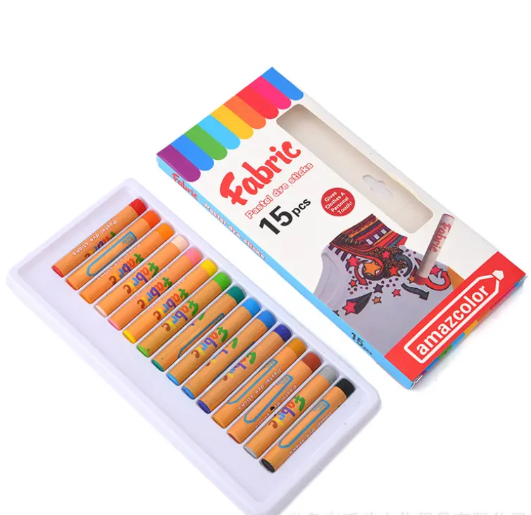 15 색 패브릭 파스텔 왁스 크레용 세트 학교 그림 아트 용품 귀여운 드로잉 펜 아이 선물