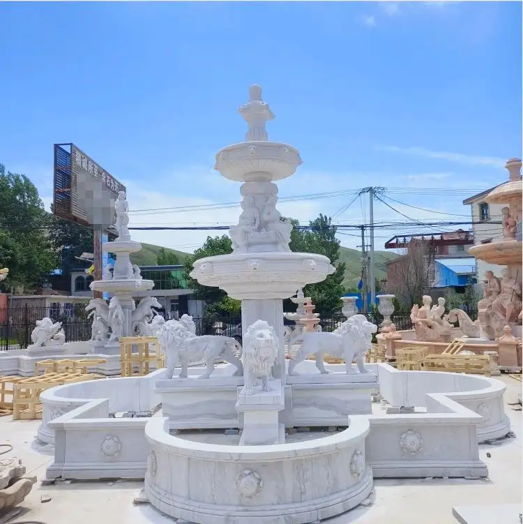 Vendita calda all'aperto più grande pietra naturale acqua paesaggio Feng Shui marmo bianco fontana greca per il giardino