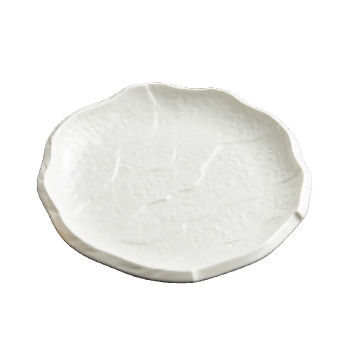 Placa de cerâmica de 10 "12" premium, placa de bife com disco irregular, placa de cerâmica branca para jantar