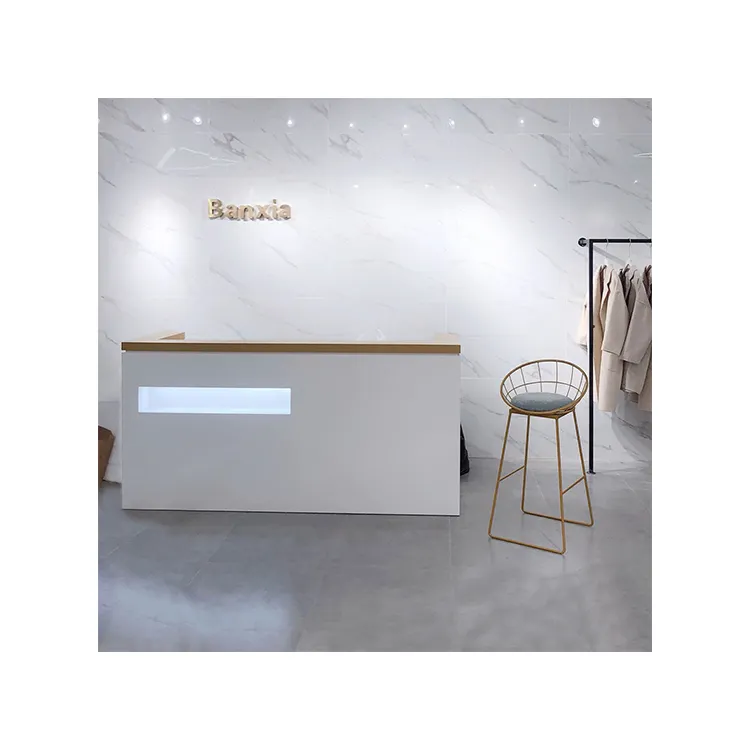 Kainice-Mesa frontal de madera blanca para oficina, diseño moderno, Servicio de Atención al Cliente, recepción