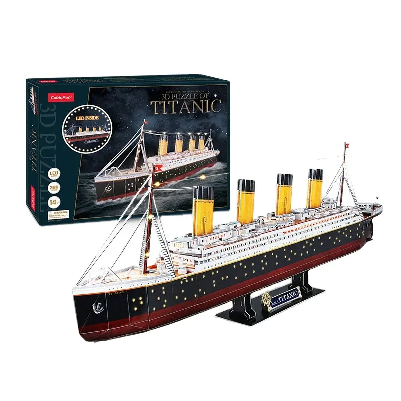 Brinquedo educativo personalizado 3D Puzzles Titanic Montar Brinquedos RMS Modelo Kits LED 3D Puzzles para crianças adultas