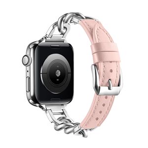 Leather Bracelet for Women Luxury for <strong>Apple</strong> Watch Band with 41mm 45mm 40/44mm Sizes Metal Link Wristband for IWatch 8 7 <strong>6</strong> SE 5 3
