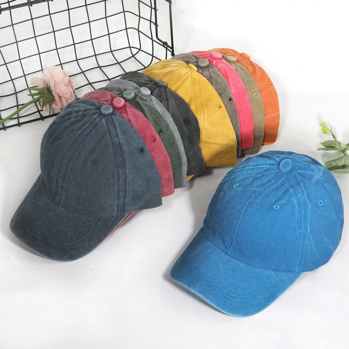 工場供給カスタマイズされたヴィンテージウォッシュドディストレストデニム6パネル印刷ロゴ男性非構造化お父さん帽子プレーン野球帽