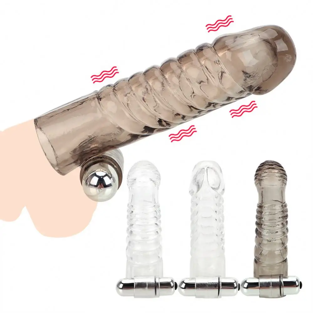 2022 Reusable Condom Sex Toy For Penis Delayed Ejaculation Penis Condom With Vibrator Clitoris Stimulator Penis Sheath