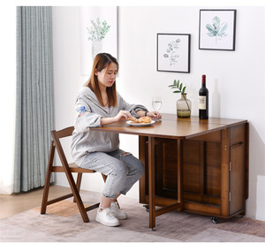 Bamboo Dining <strong>Table</strong> Foldable <strong>Expanding</strong> <strong>Square</strong> and Folding Furniture Room Dining <strong>Table</strong> Set - Product Image 2