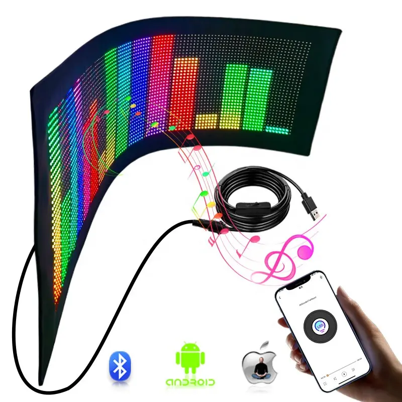 Светодиодная матричная панель Портативный пиксель rgb цветной свет цифровое Сообщение Прокрутка гибкий экран для рекламы автомобиля