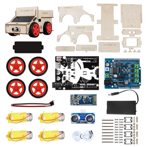 Tscinbuny 4WD Kit per auto Robot in legno per educazione divertente completo Kit Robot per progetto di apprendimento dell'elettronica per Arduino - Product Image 6