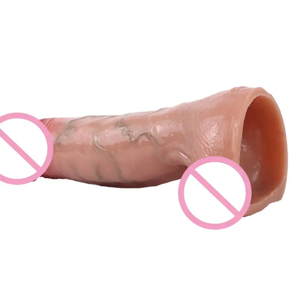 8 inci harga pabrik penis realistis lengan extender dapat digunakan kembali delay ejakulasi silikon kondom memperbesar lengan penis untuk pria